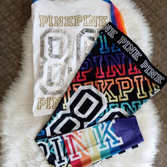 RARE HTF VS PINK LG SHIRT 2018, MED LEGGINGS GORGEOUS OUTFIT - Picture 16 of 16